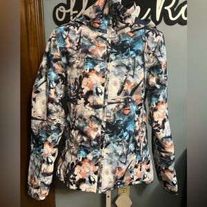 Roxy Dry Flight Technology Multicolor Floral Winter Hooded Coat NWOT